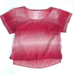 Kirra Sheer Red White Striped Crop Top Sz Small